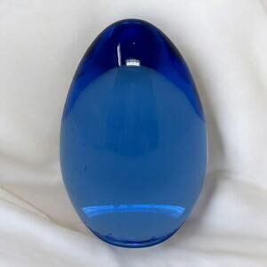 Hancock Glass Blue Egg Paperweight Decorative Handcrafted Art Collectible 3"